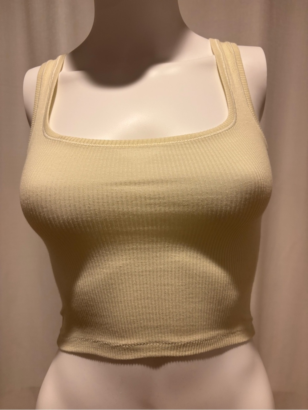 SKIMS Ribbed Square Neck Crop Tank - Light Cream